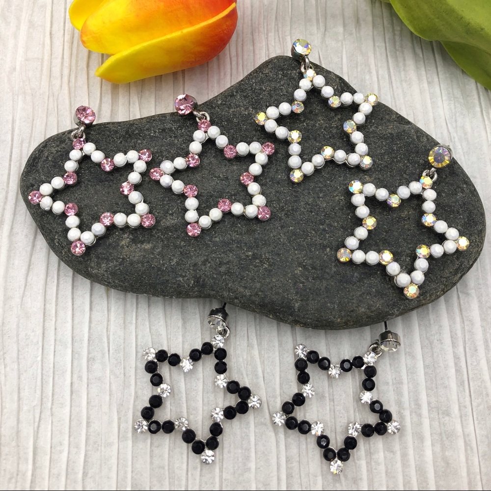 🌼 Super Star Open Rhinestone Drop Earrings